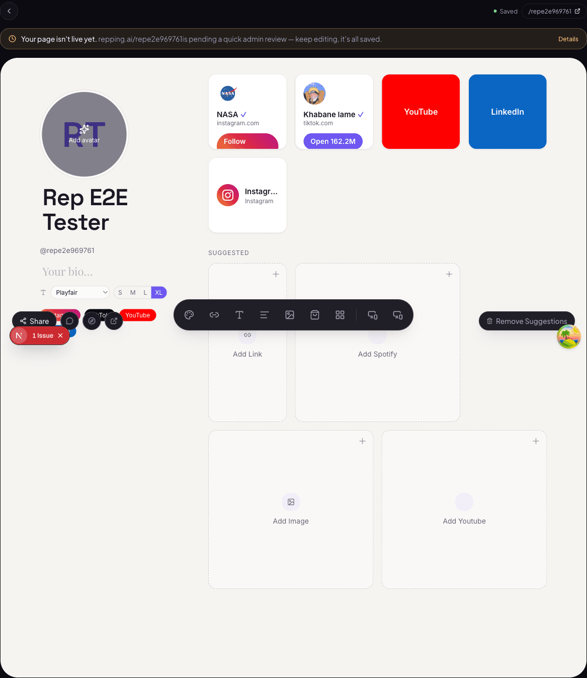 Visual editor screenshot